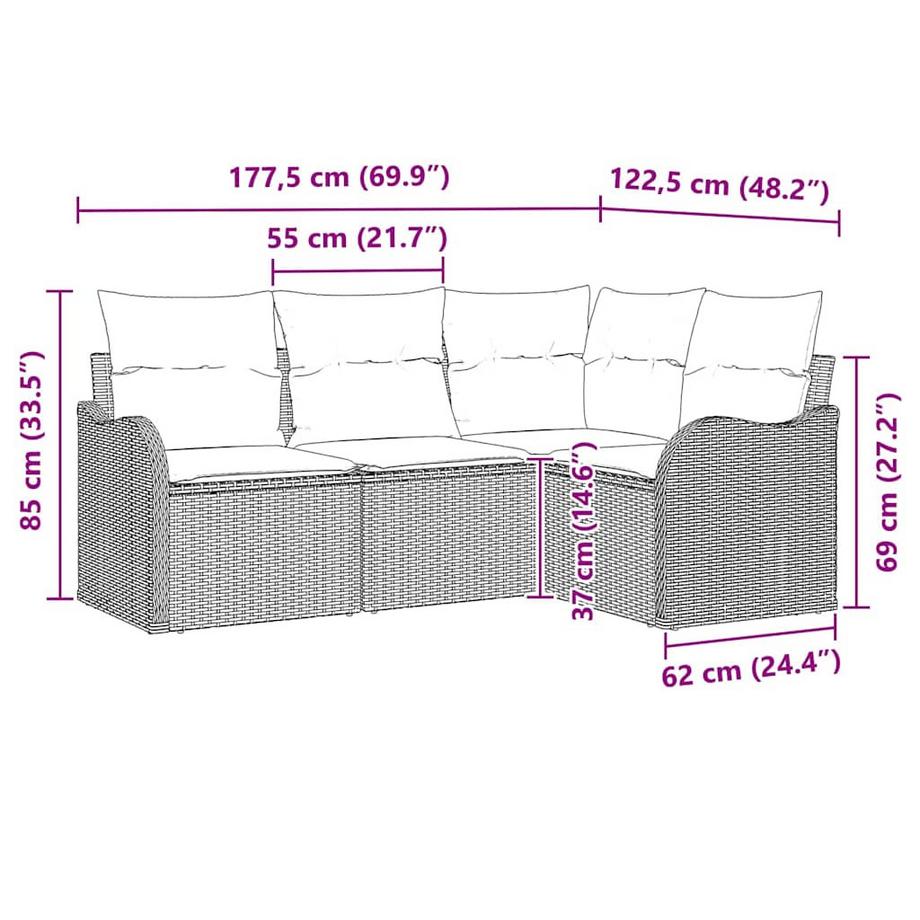 VidaXL Set Divano da Giardino Polyrattan  
