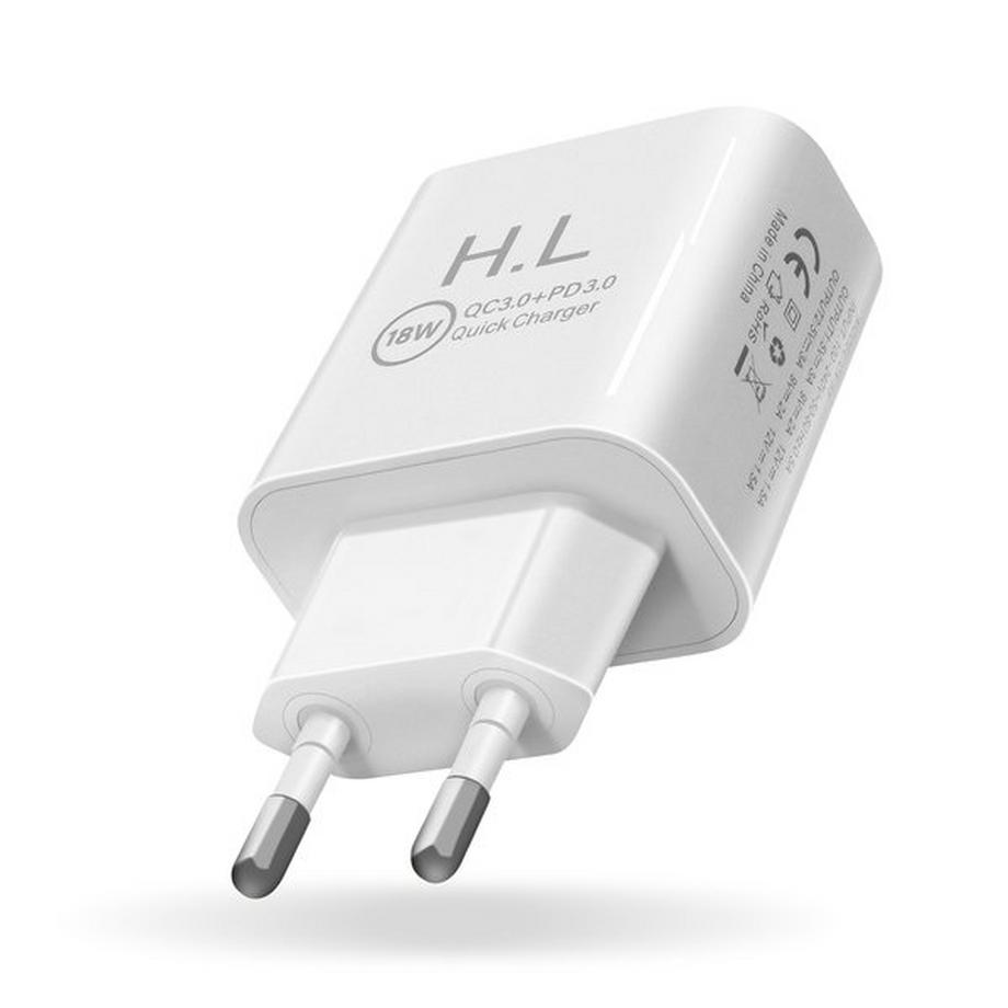 Avizar  Chargeur USB C 18W + USB QC 3.0 - Blanc 