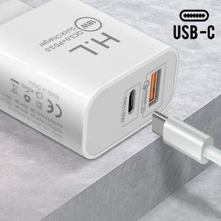 Avizar  Chargeur USB C 18W + USB QC 3.0 - Blanc 