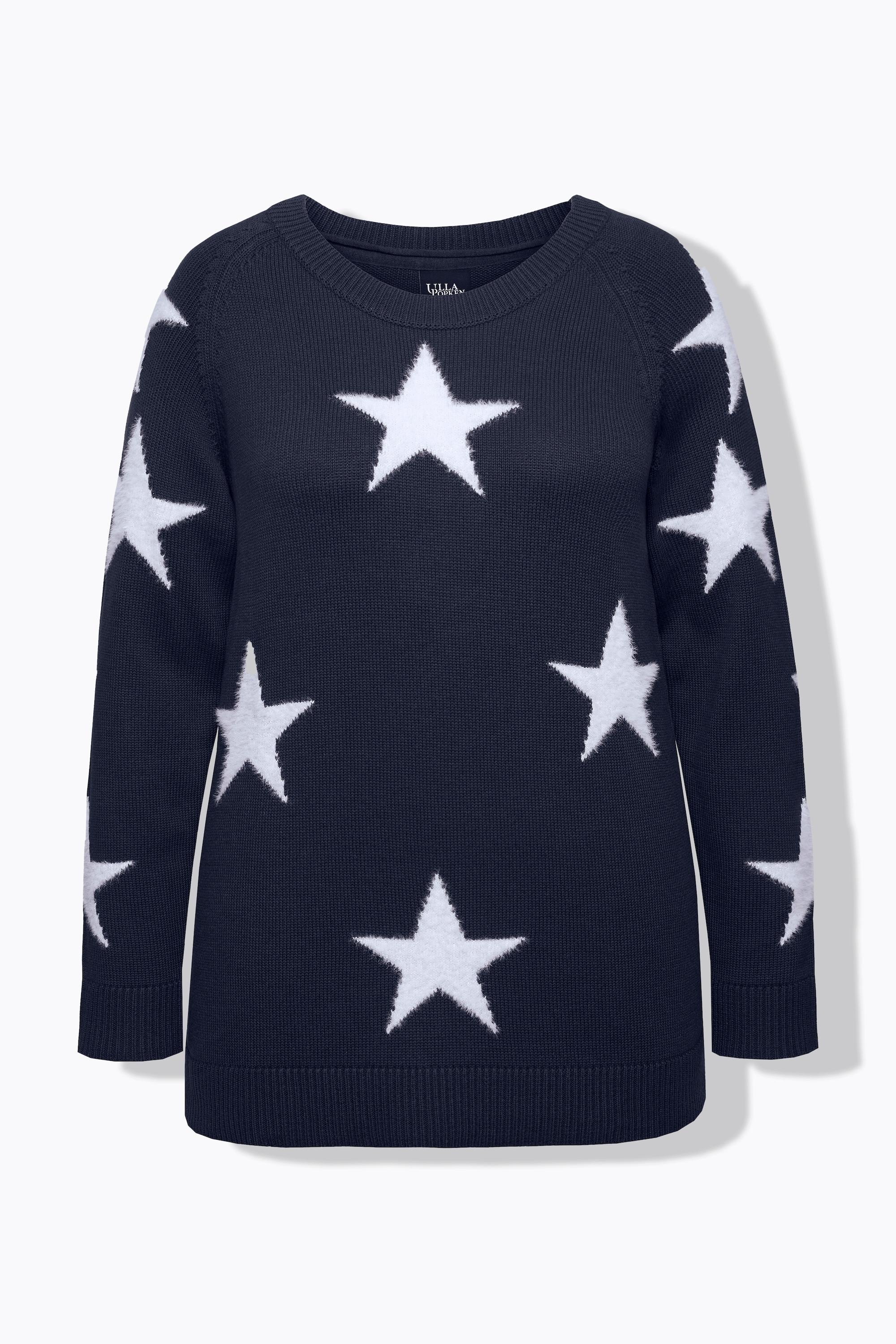 Ulla Popken  Pullover, Glitzersterne, Rundhals, Raglan-Langarm 