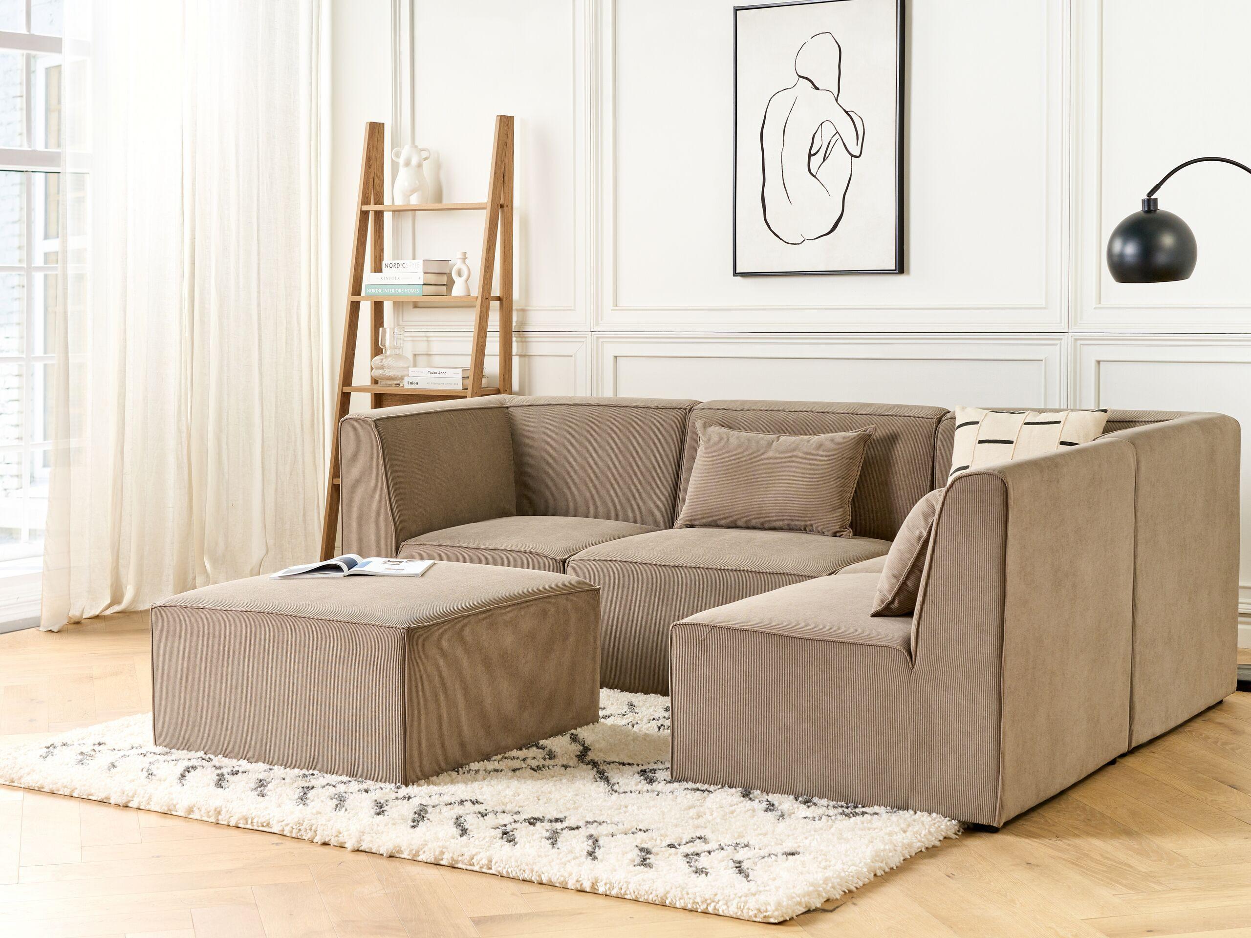 Beliani Sofa mit Ottomane aus Cord Modern LEMVIG  