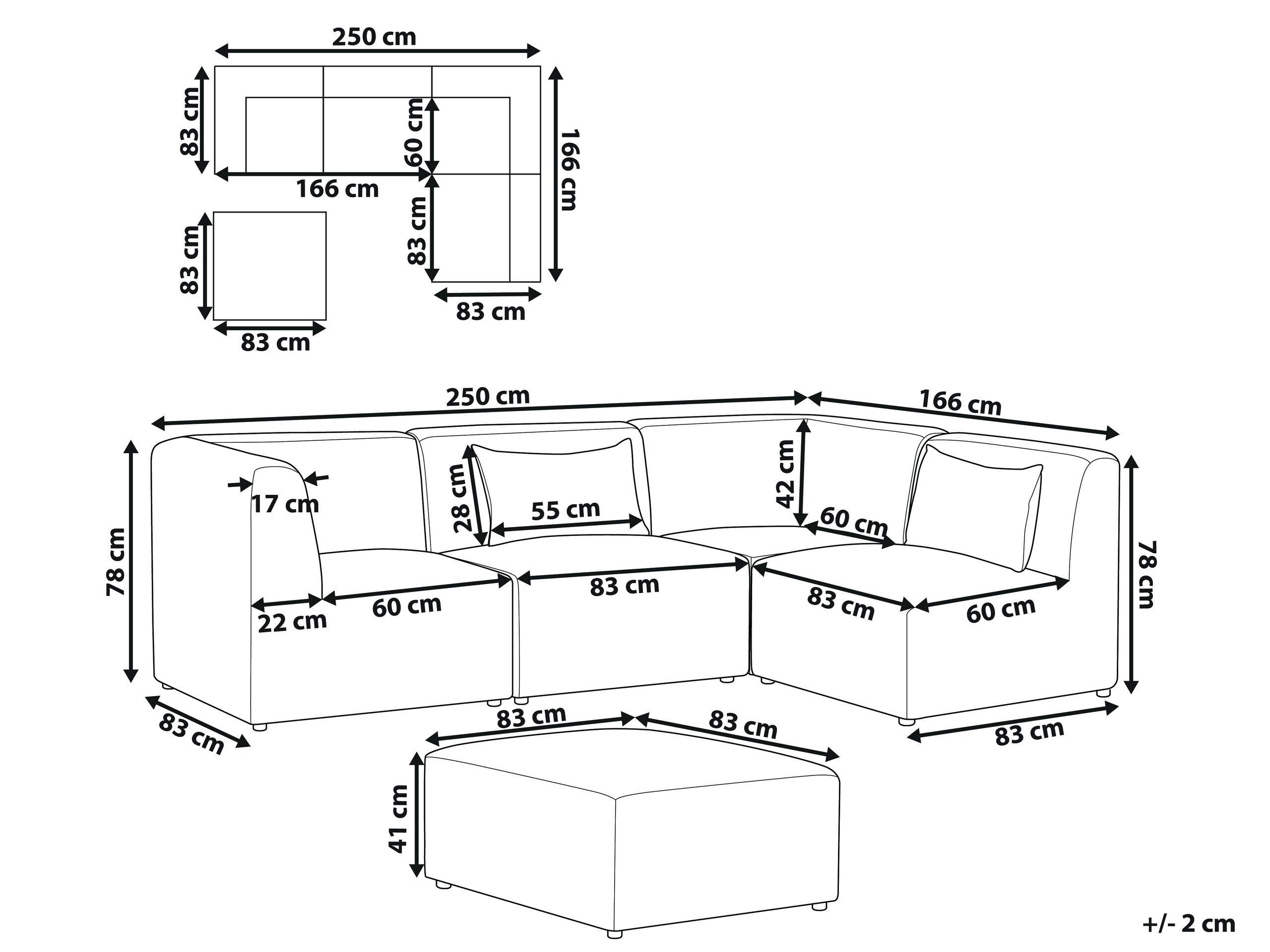 Beliani Sofa mit Ottomane aus Cord Modern LEMVIG  