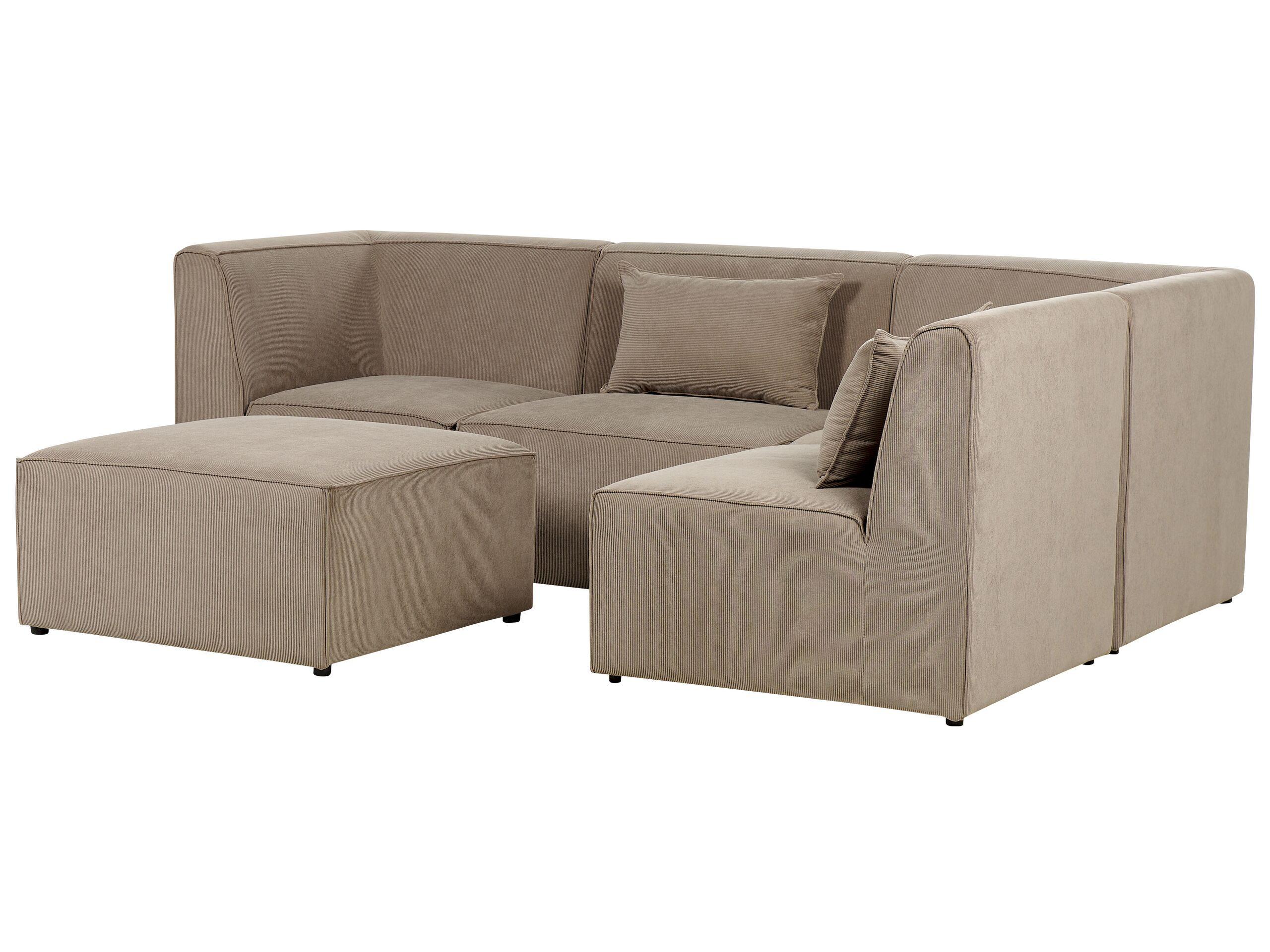 Beliani Sofa mit Ottomane aus Cord Modern LEMVIG  