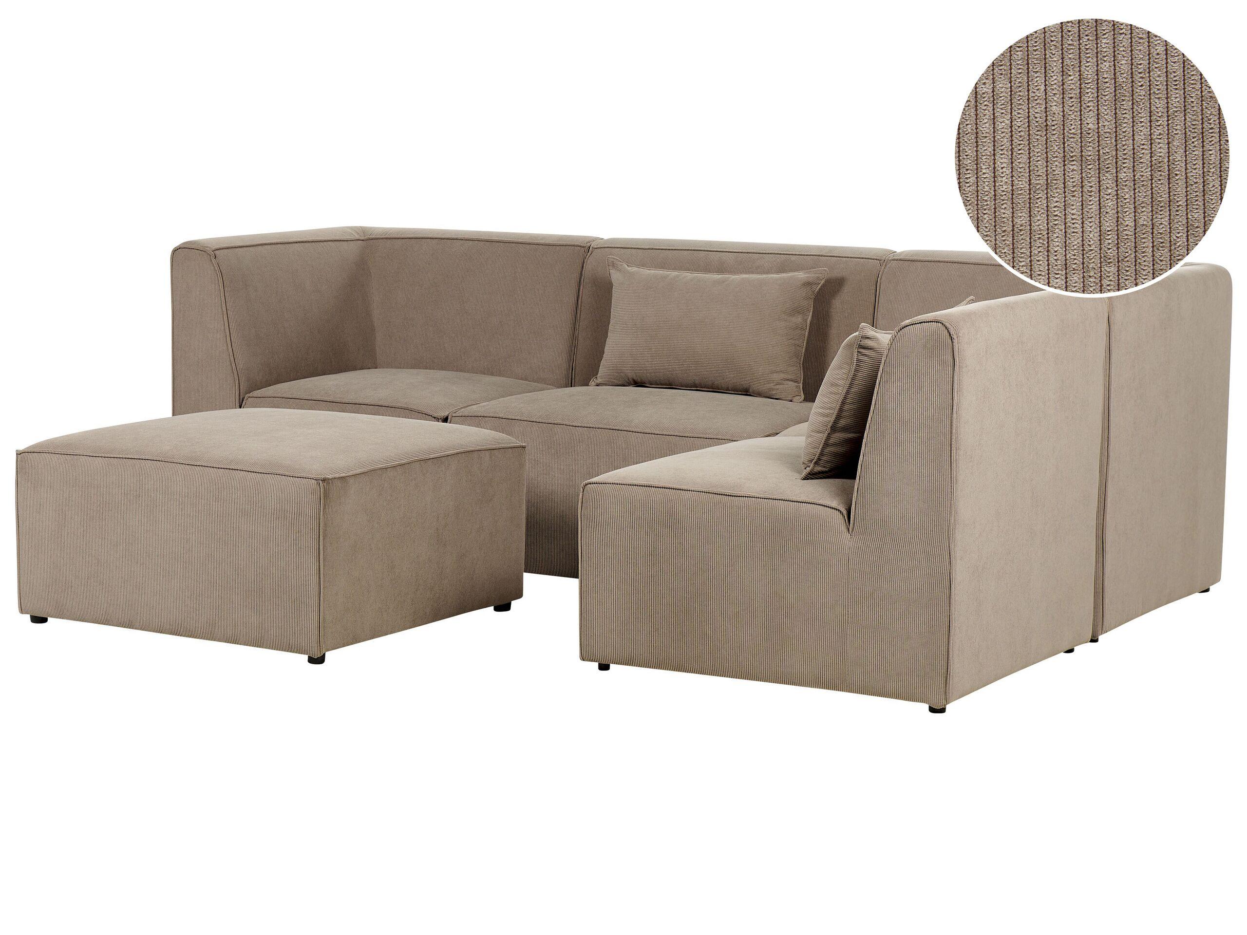 Beliani Sofa mit Ottomane aus Cord Modern LEMVIG  