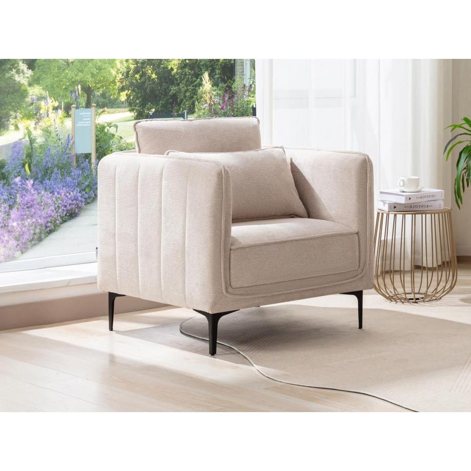 Vente-unique Fauteuil en tissu beige TORMELDA  