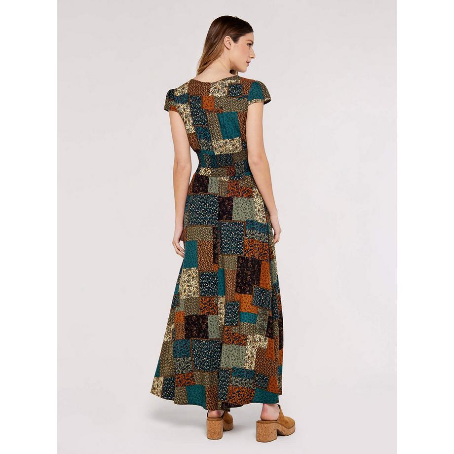 APRICOT Robe longue smockée patchwork  