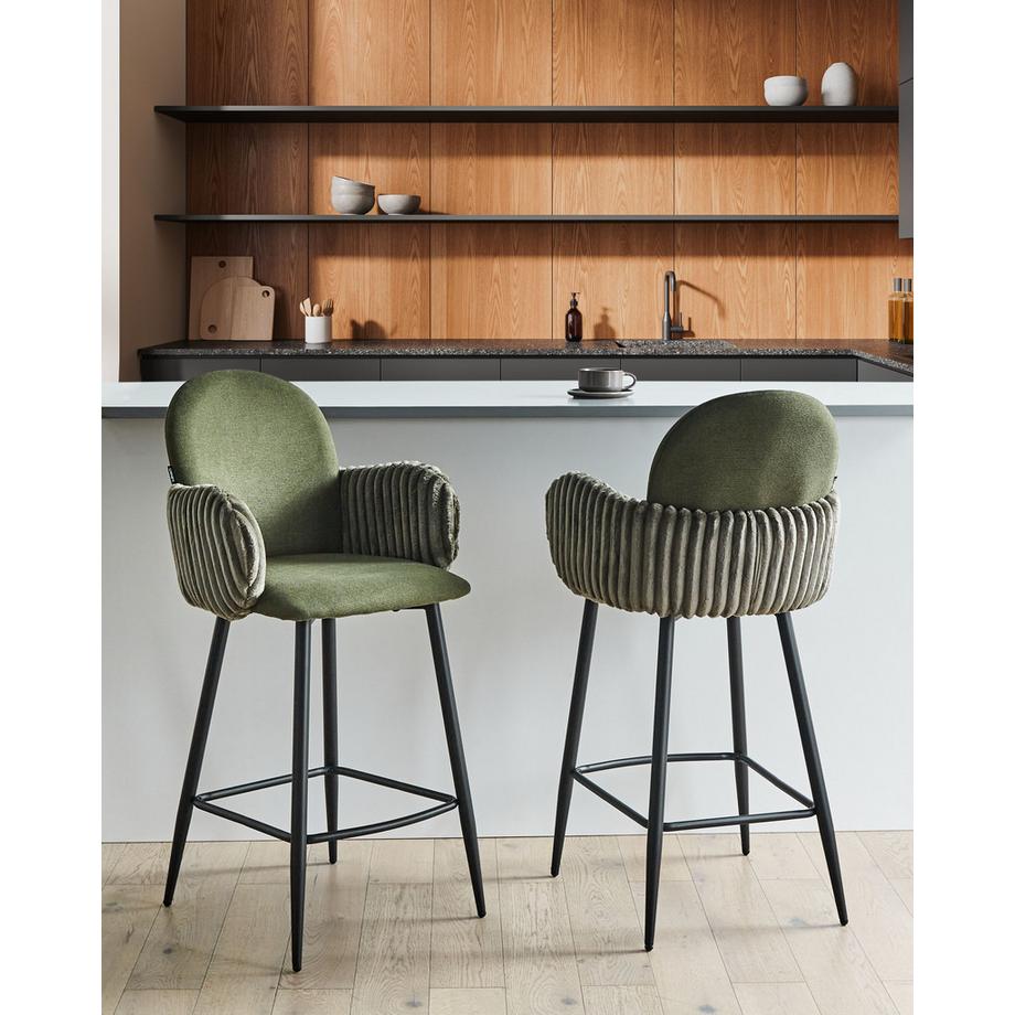 Beliani Lot de 2 chaises de bar en Tissu  AMITY  