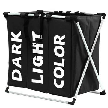 Stilvoller Wäschekorb in drei Teilen - Schwarz