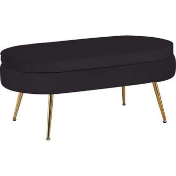 Pouf ovale velours noir