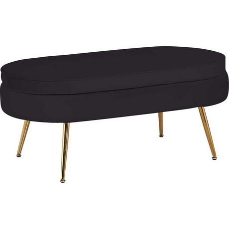 mutoni Pouf ovale velours noir  