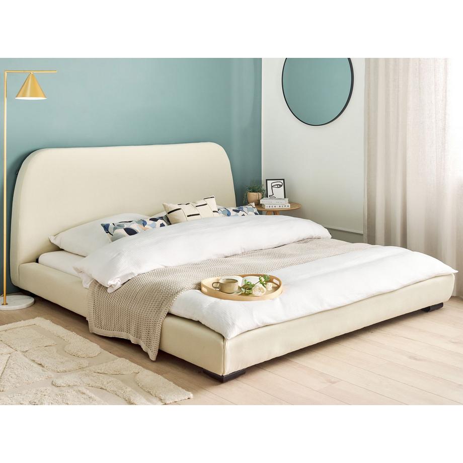 Beliani Lit avec sommier en Tissu  ROISEL  