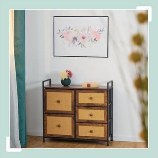 B2X Cassettiera a 5 cassetti in effetto rattan  