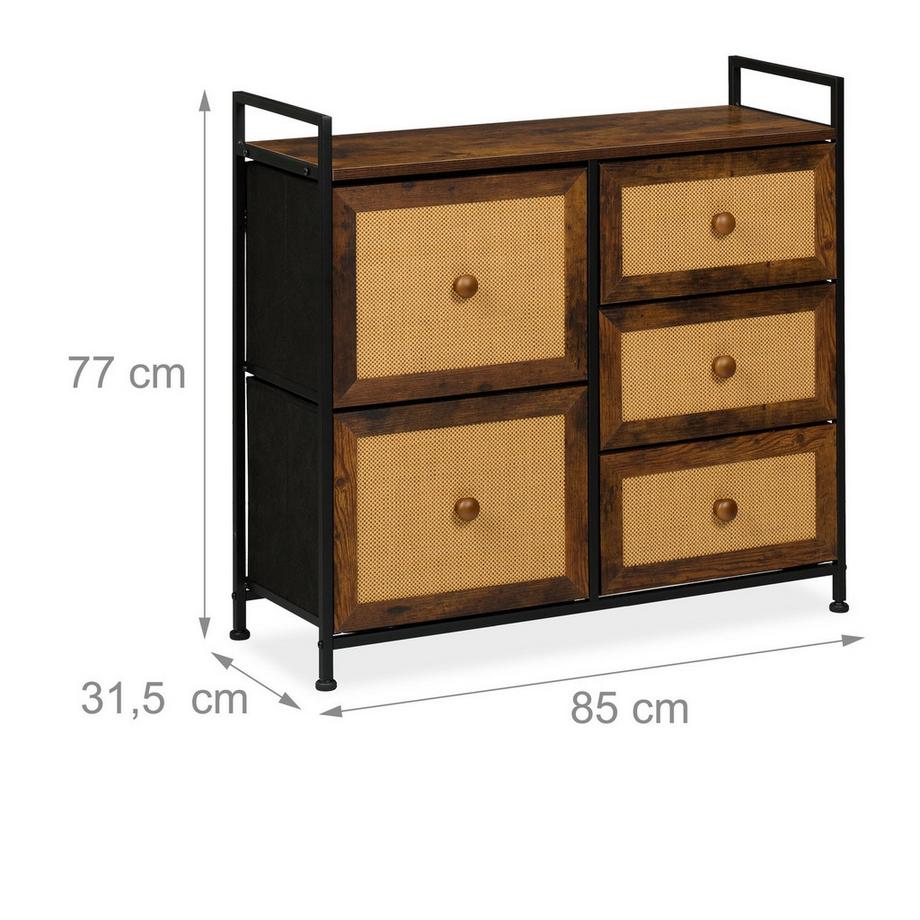 B2X Cassettiera a 5 cassetti in effetto rattan  