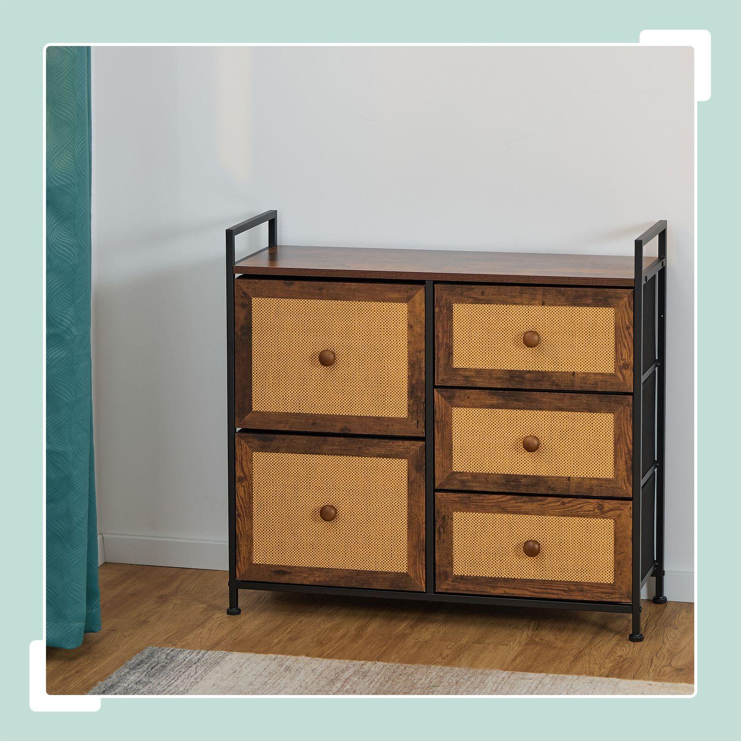 B2X Cassettiera a 5 cassetti in effetto rattan  