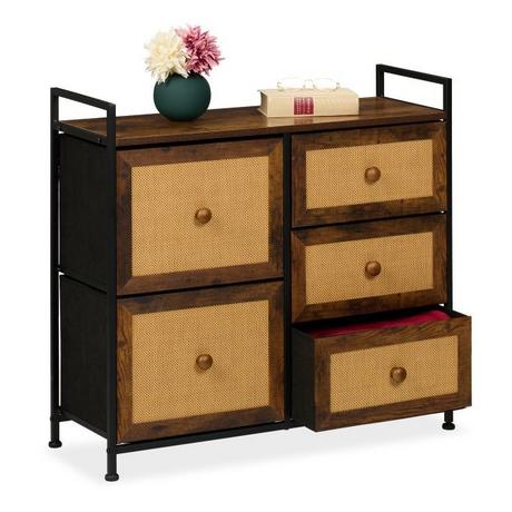 B2X Cassettiera a 5 cassetti in effetto rattan  