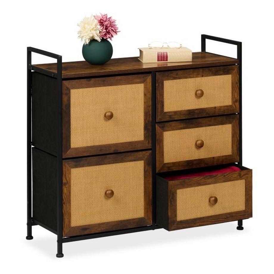 Cassettiera a 5 cassetti in effetto rattan