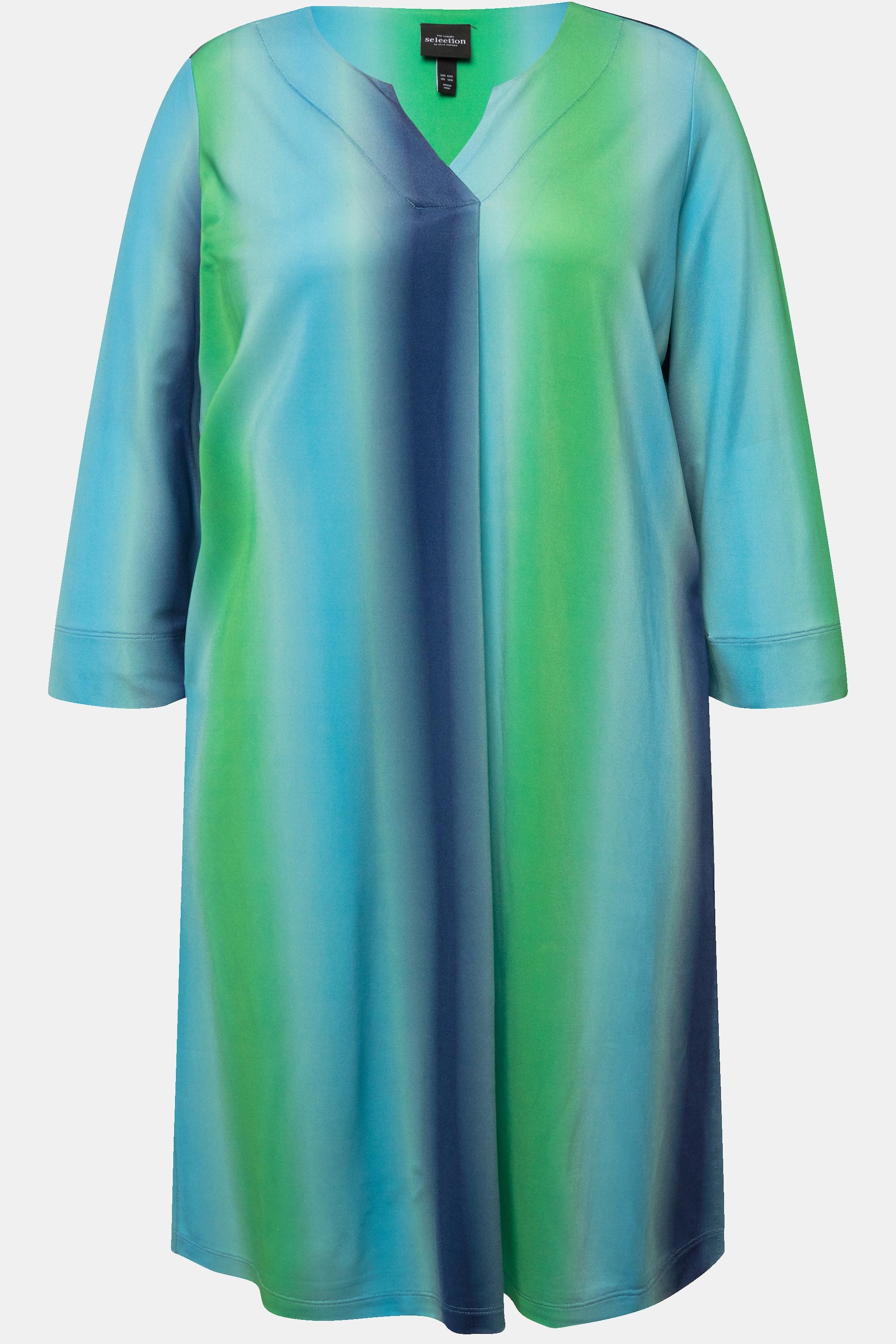 Ulla Popken  Slinky-Longshirt, Piqué, Tunika-Ausschnitt, 3/4-Arm 