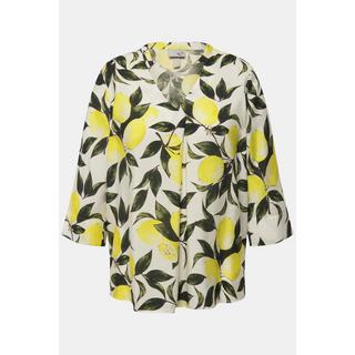 Ulla Popken  Blouse imprimé citrons, col légèrement montant. Décolleté en V et manches 3/4. 