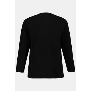 JP1880  T-shirt JP 1880 Henley Basic, manches longues et patte de boutonnage noir 