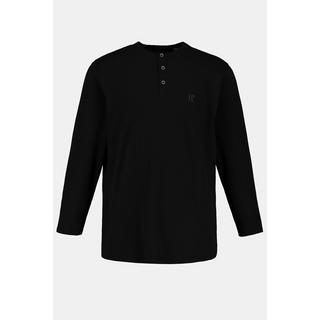 JP1880  T-shirt JP 1880 Henley Basic, manches longues et patte de boutonnage noir 