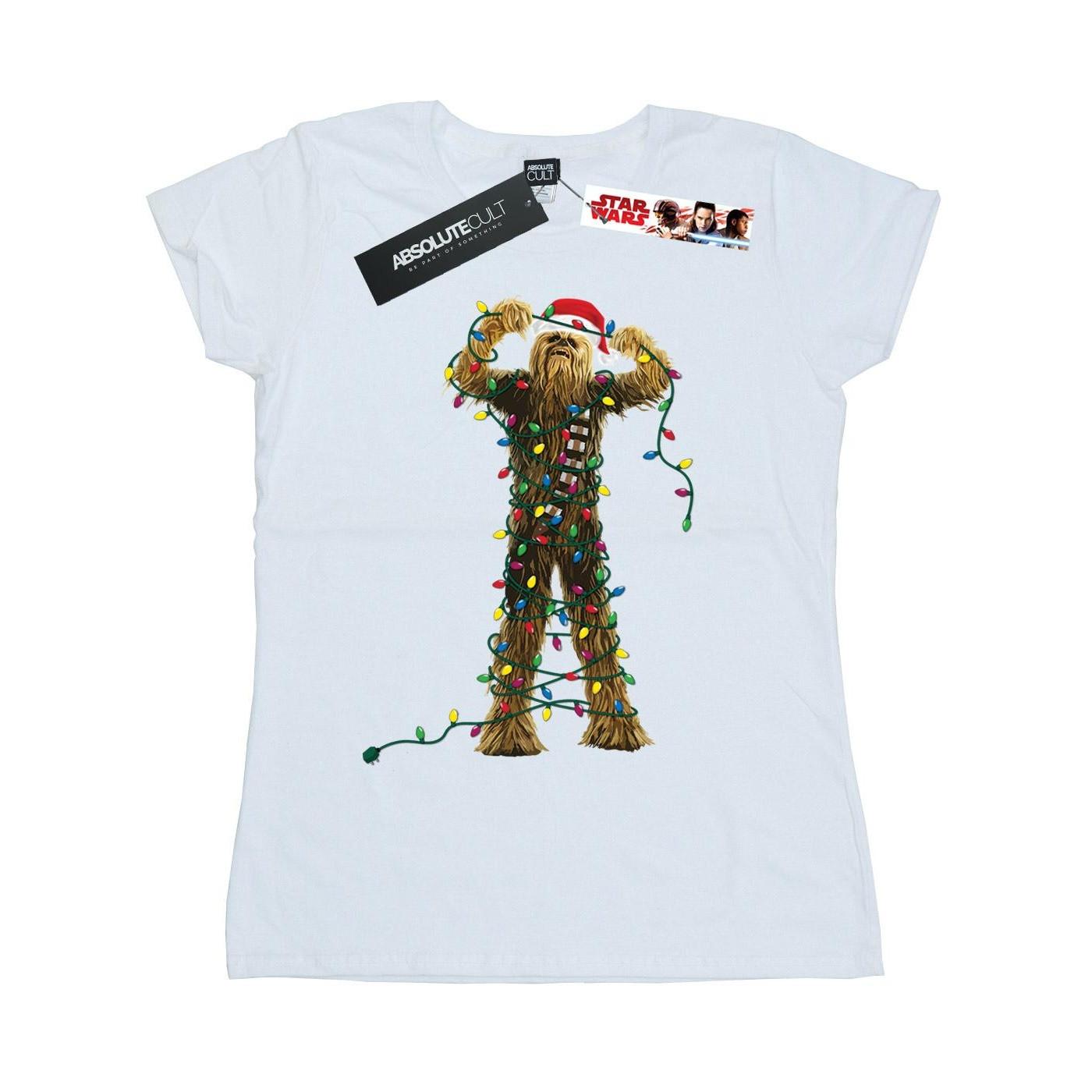 Image of Chewbacca Christmas Lights Tshirt Damen Weiss S