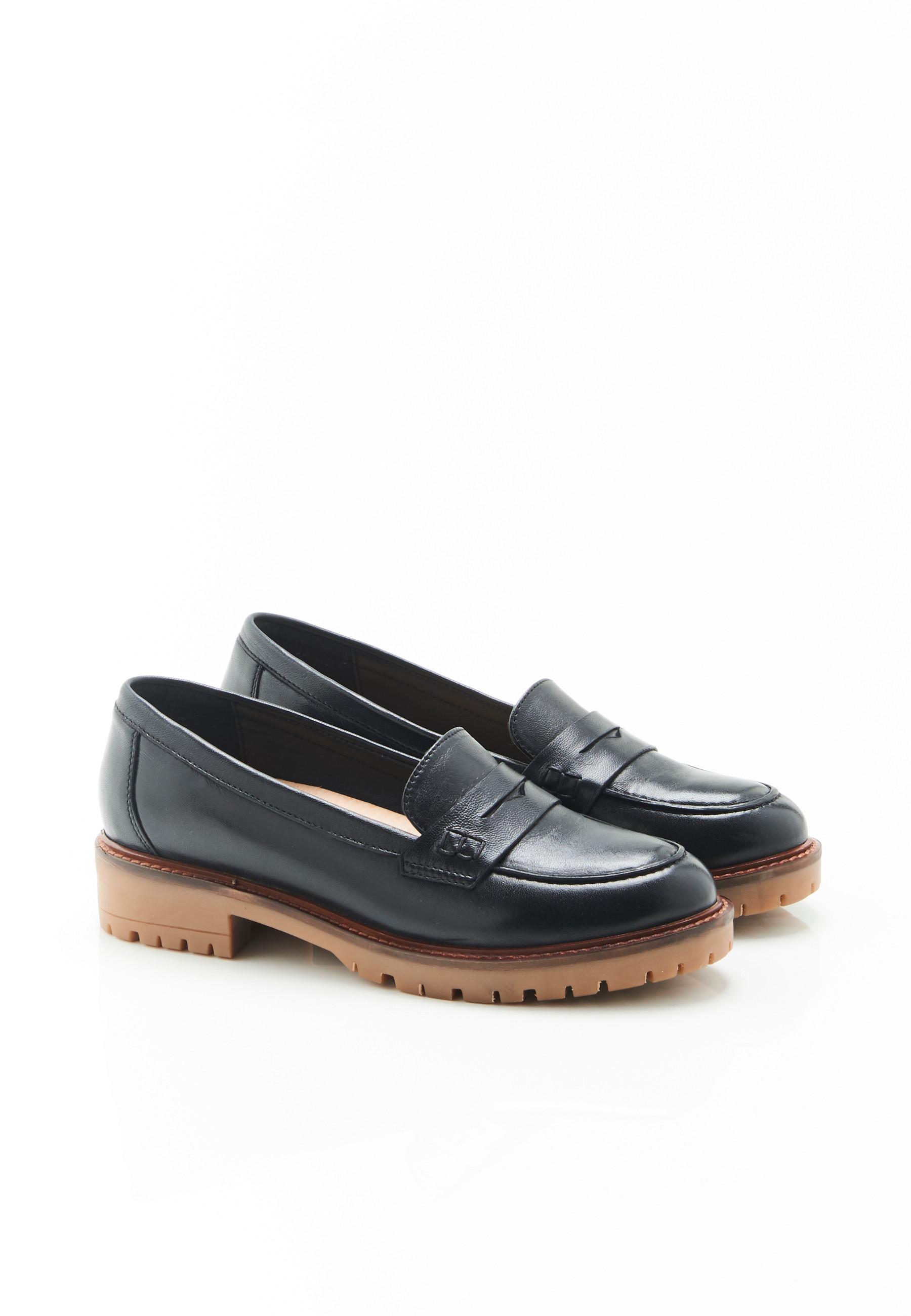 Image of Gekerbte Ledermokassins Amortyl Damen Schwarz 40