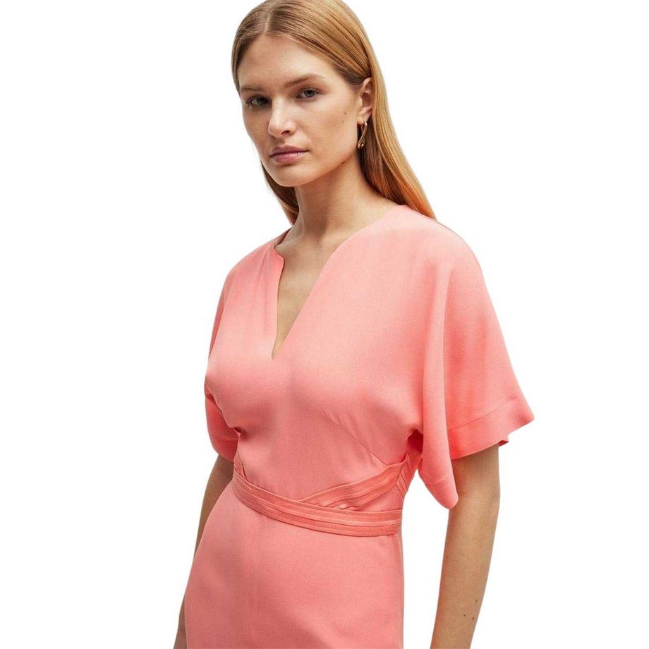 BOSS  Dawinga Midikleid, Vausschnitt 