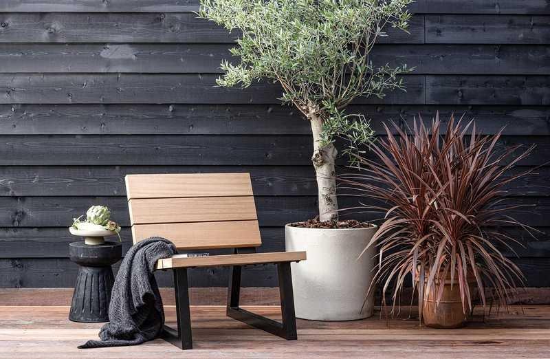 mutoni Fauteuil de jardin Banco noir naturel  