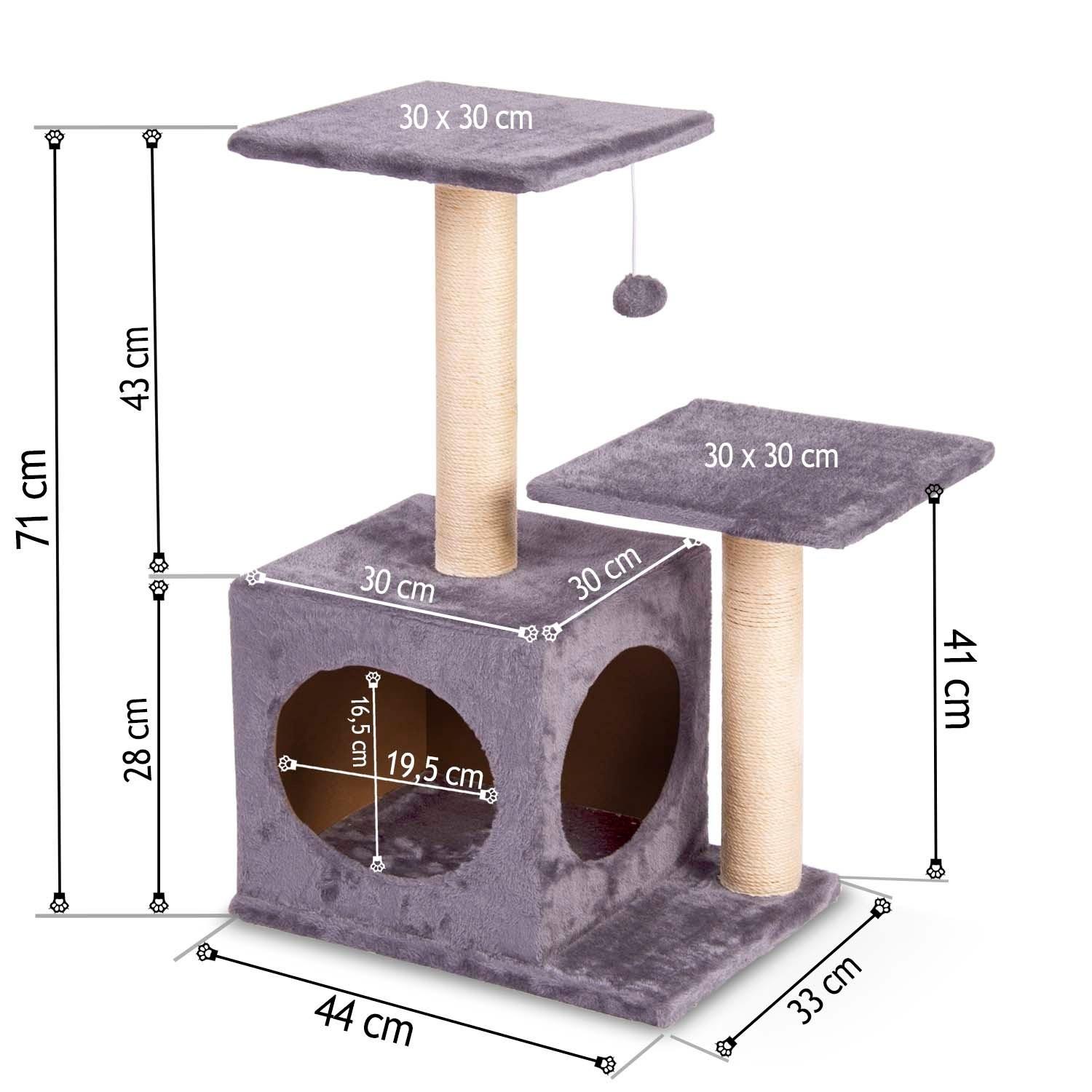 B2X  Griffoir pour chat 71 cm DR-263 Pethaus avec souris, gris clair 
