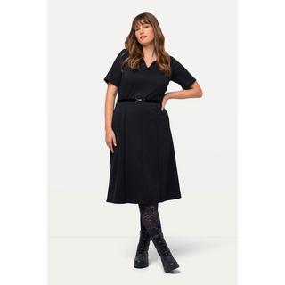 Ulla Popken  Trachtenkleid, Gürtel, Tunika-Ausschnitt, Halbarm 