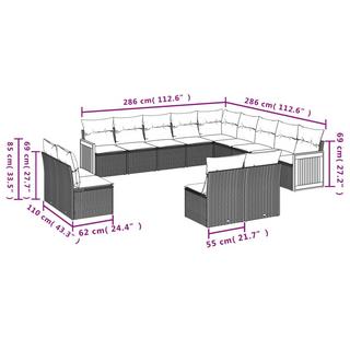 VidaXL Ensemble de canapés de jardin rotin synthétique  