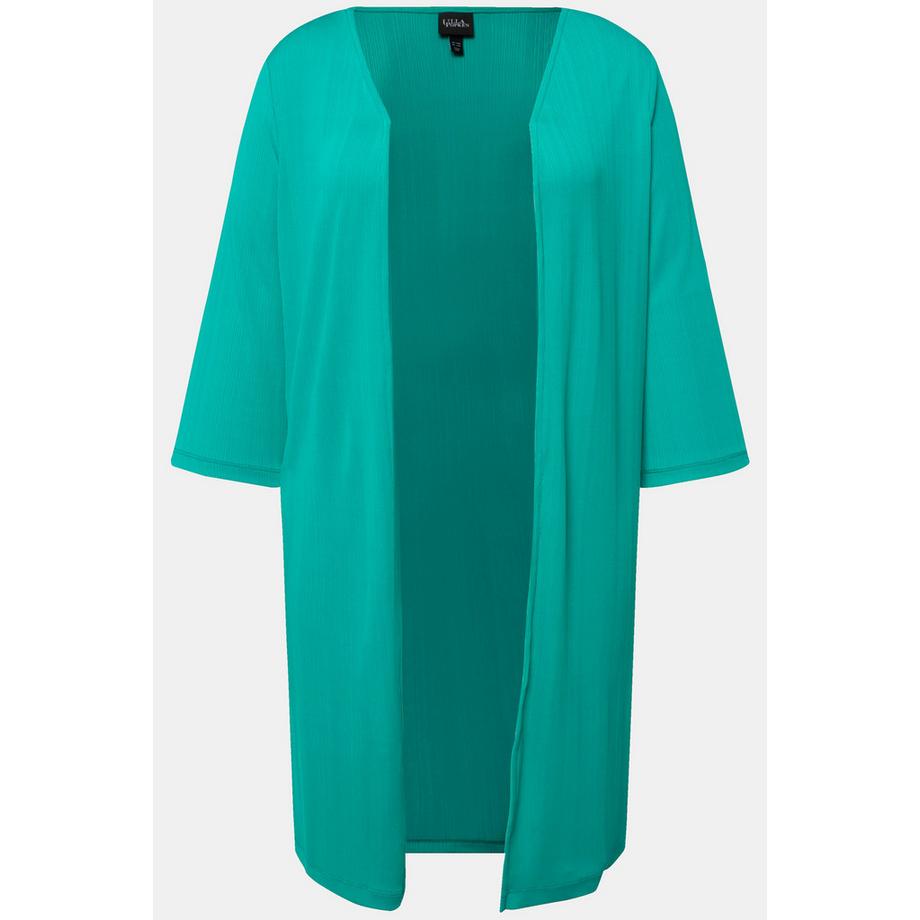 Ulla Popken Longjacke Rippjersey offene Form V-Ausschnitt  