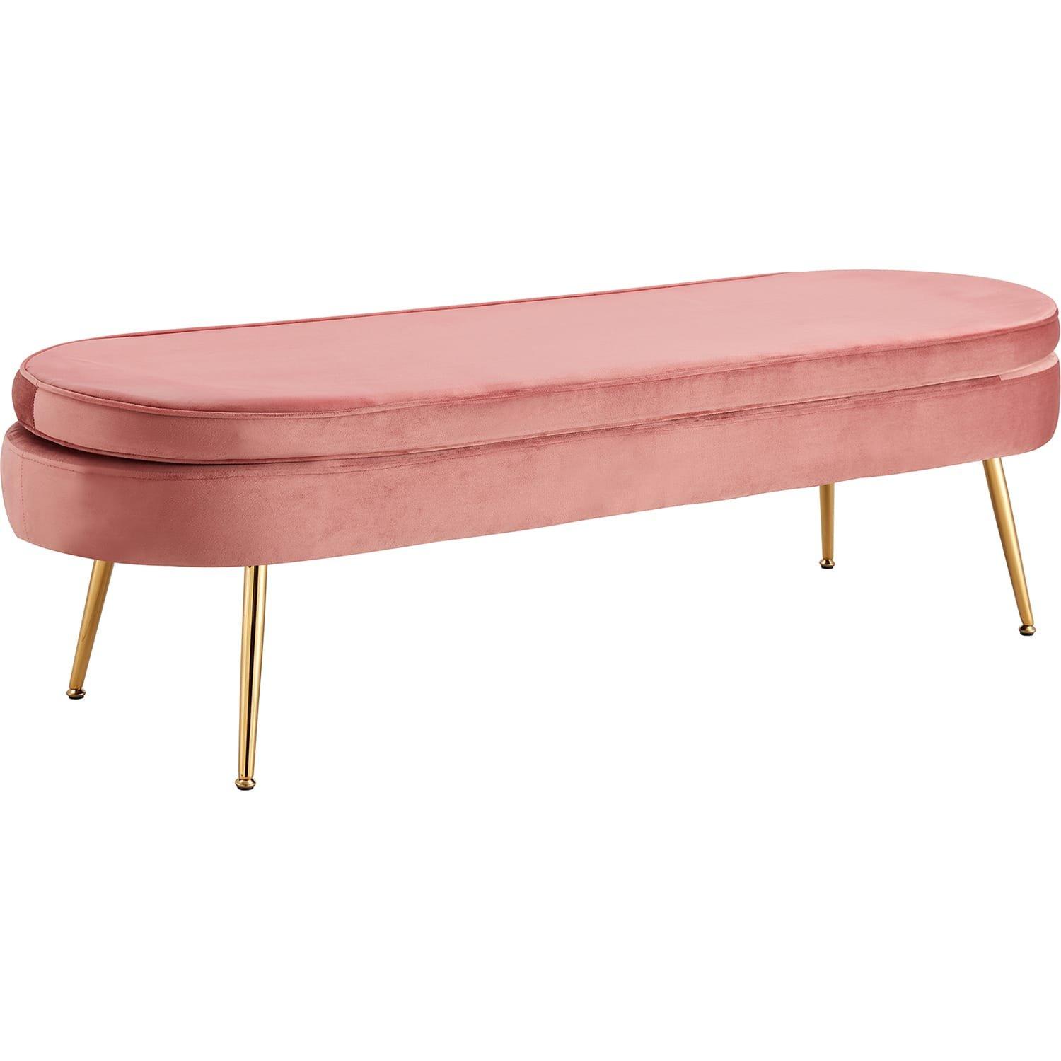 mutoni Pouf ovale velours rose  