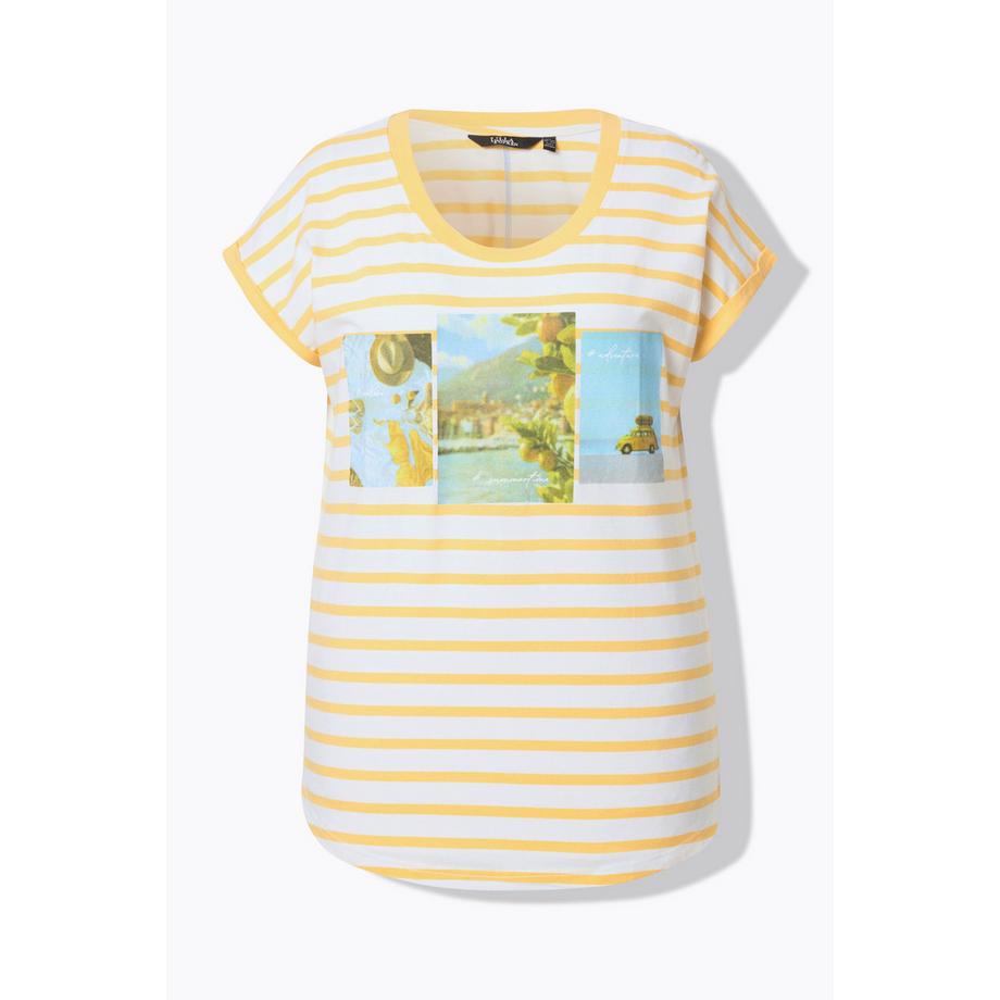 Ulla Popken T-shirt Oversize Rayé Col Rond Manches Courtes  