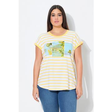 T-shirt oversize à rayures. Col rond, manches courtes