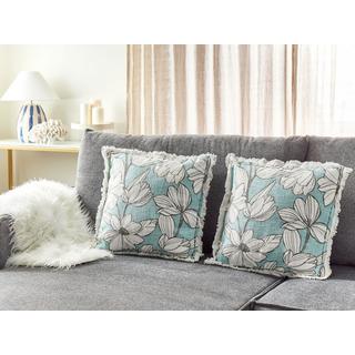 Beliani Lot de 2 coussins en Coton Traditionnel CYANOTIS  