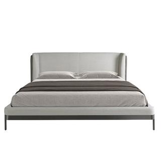 ANGEL CERDA Letto in tessuto grigio chiaro e similpelle grigio scuro  