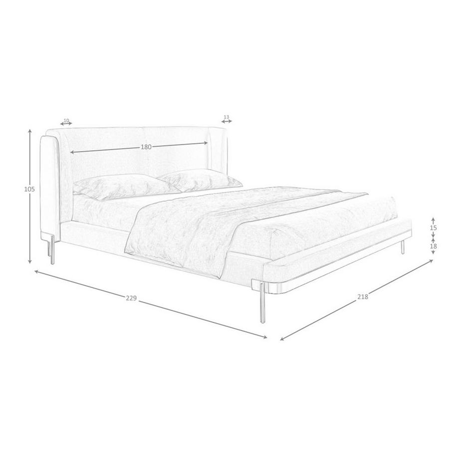 ANGEL CERDA Letto in tessuto grigio chiaro e similpelle grigio scuro  