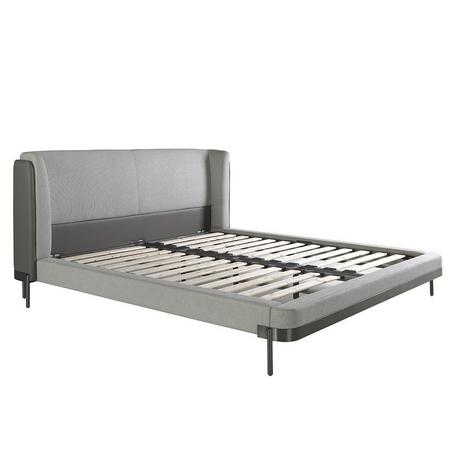 ANGEL CERDA Letto in tessuto grigio chiaro e similpelle grigio scuro  