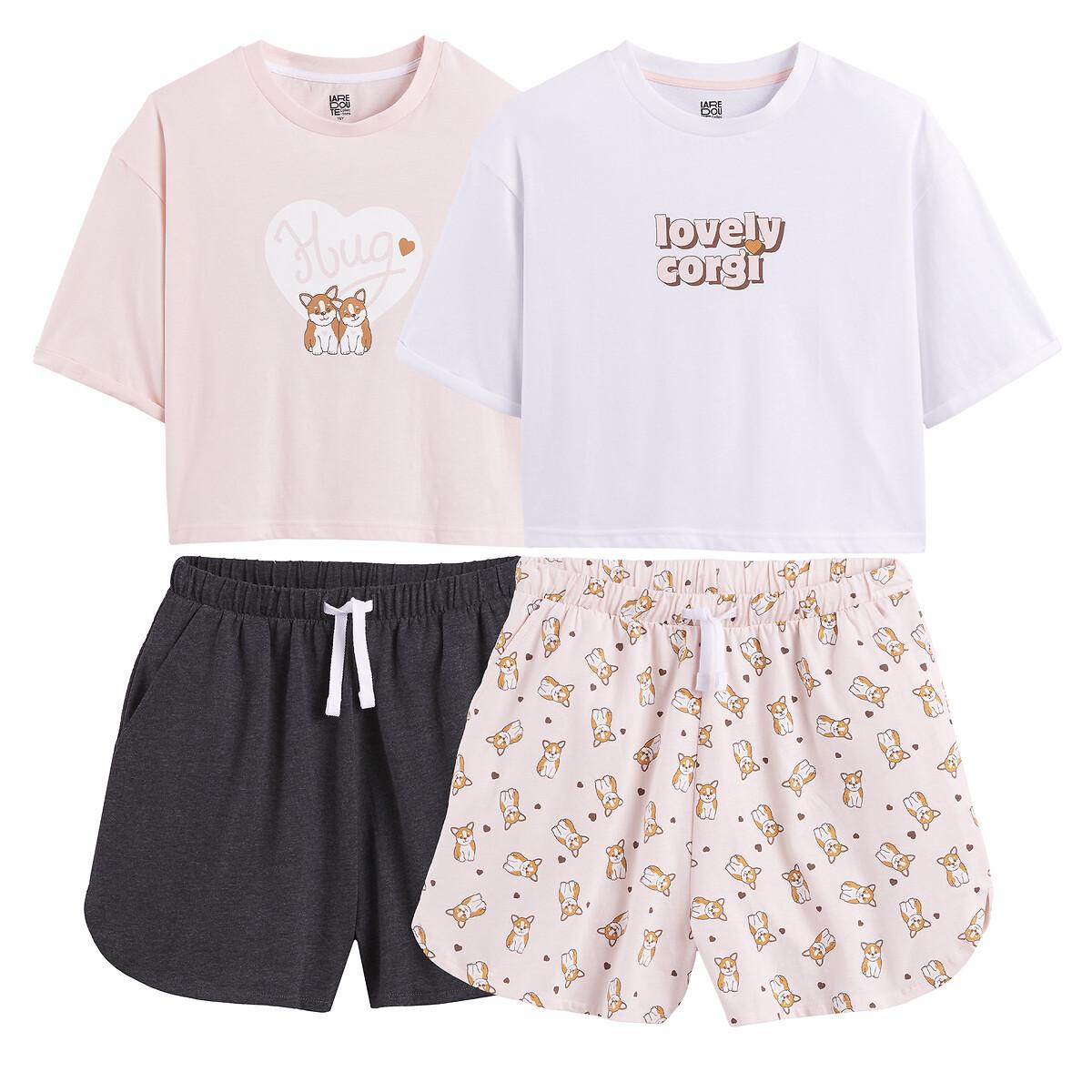 Image of 2er-pack Kurzpyjamas Mit Corgi-motiv Unisex Rosa 14A