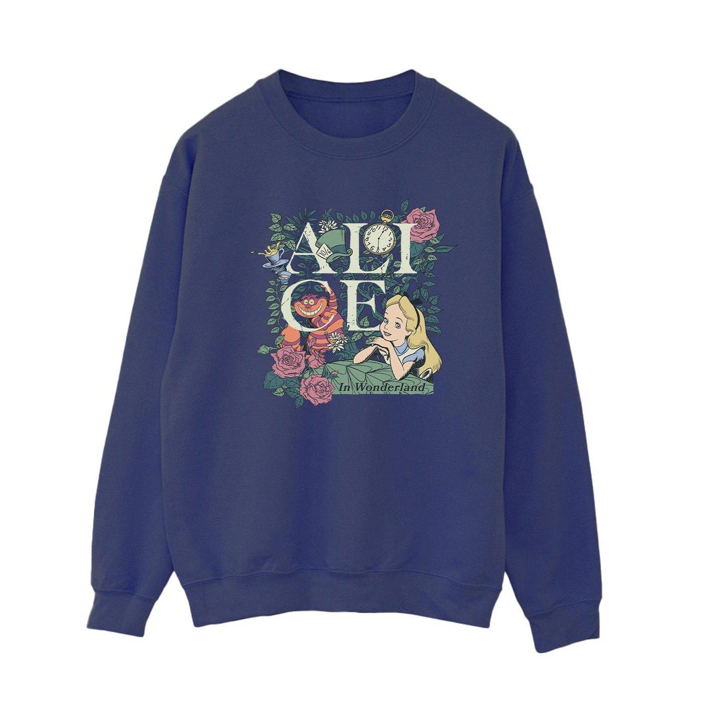 Image of Alice In Wonderland Leafy Garden Sweatshirt Damen Marine XL