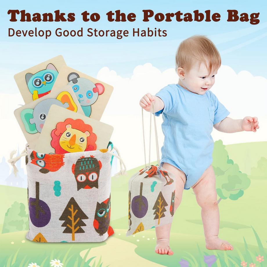 Activity-board  Holzpuzzle für Kinder, 3D-Kinderpuzzle aus Holz mit Aufbewahrungstasche 