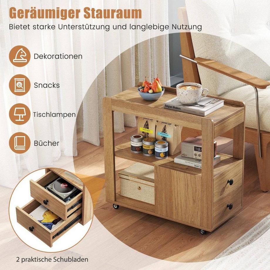 Northix Support d'imprimante avec roulettes et tiroirs  
