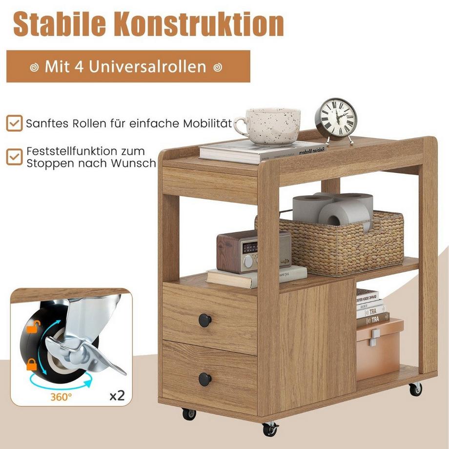 Northix Support d'imprimante avec roulettes et tiroirs  