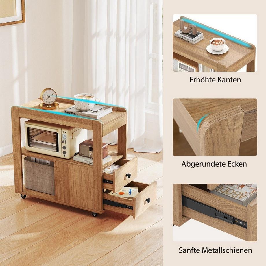 Northix Support d'imprimante avec roulettes et tiroirs  