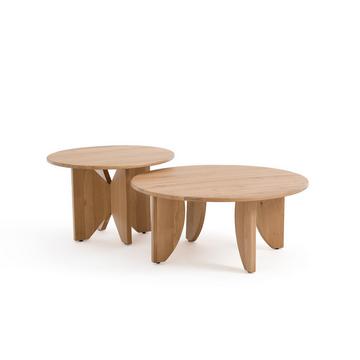 Lot de 2 tables basses gigognes chêne