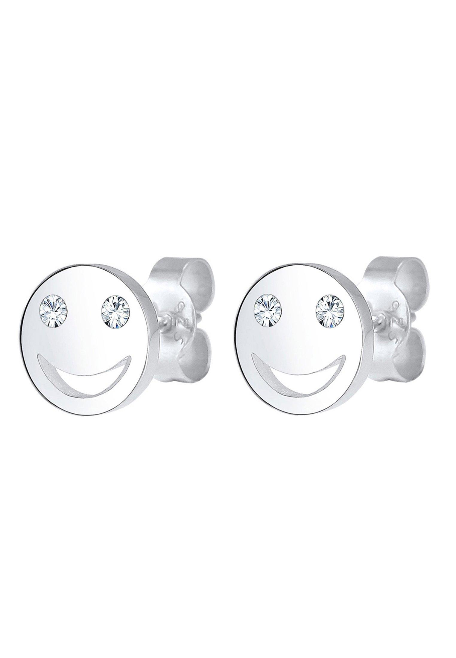 Elli  Boucles d'Oreilles Femmes Clous D'oreilles Smile Visage Avec Cristal 