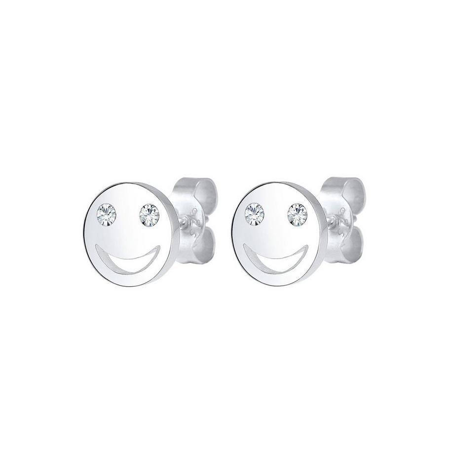 Elli  Boucles d'Oreilles Femmes Clous D'oreilles Smile Visage Avec Cristal 