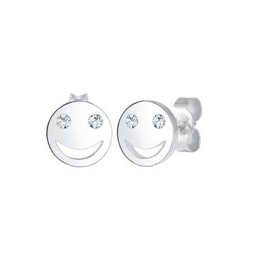 Boucles d'Oreilles Femmes Clous D'oreilles Smile Visage Avec Cristal