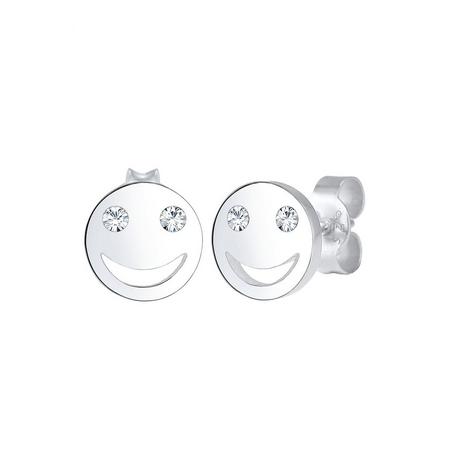 Elli  Boucles d'Oreilles Femmes Clous D'oreilles Smile Visage Avec Cristal 